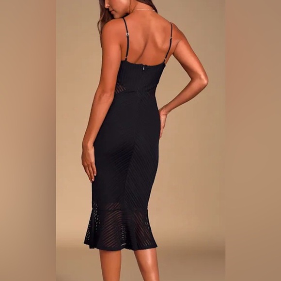LULU’S Your Year Black Ribbed Bodycon Trumpet Midi Dress Size XL NWT - Picture 3 of 16